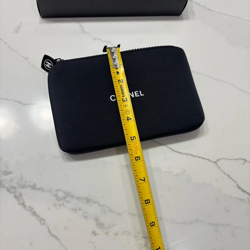 Designer Inspired Black Zipper Pouch - Accessory Case